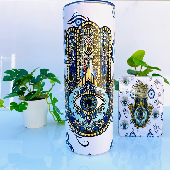 Evil Eye Tumbler, Turkish Evil Eye, Evil Eye Cup, 20 Oz Evil Eye Tumble - Picture 4 of 5